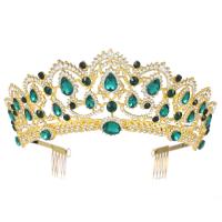 Bridal Tiaras, Zinc Alloy, Crown, gold color plated & for woman & with rhinestone 