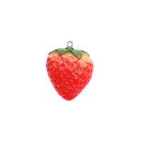 Imitation Fruit Resin Pendant, Strawberry, hand drawing, DIY red 