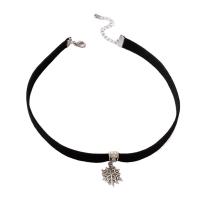 Collar Necklace, Zinc Alloy, with Cloth, plated, Unisex & Christmas jewelry, black .3 cm 