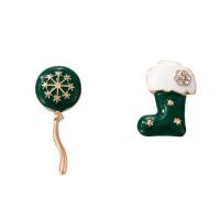 Christmas Earrings, Zinc Alloy, zinc alloy post pin, Christmas jewelry & for woman & enamel & with rhinestone, mixed colors 