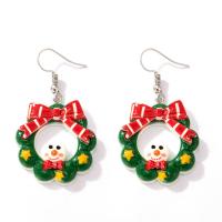 Christmas Earrings, Resin, with Zinc Alloy, zinc alloy earring hook, Christmas jewelry & for woman, mixed colors 