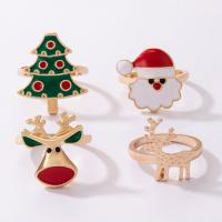 Anillo de dedo de aleación de Zinc de esmalte, Joyas de Navidad & para mujer, color mixto, 4PCs/Set, Vendido por Set