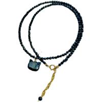 Spinel Necklace, with Shell & Zinc Alloy, for woman, black cm 