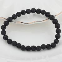 Lava Bead Bracelet, for man, black, 6mm cm 