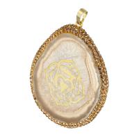 Agate Brass Pendants, with Agate, gold color plated, fashion jewelry & DIY & with rhinestone Approx 5mm 