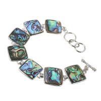 Abalone Shell Bracelets, Brass, with Abalone Shell, gold color plated, fashion jewelry & for woman, multi-colored Inch 