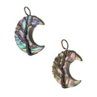 Abalone Shell Pendants, Brass, with Abalone Shell, Round, fashion jewelry & DIY, multi-colored Approx 7mm 