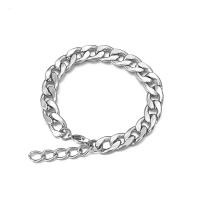 Stainless Steel Chain Bracelets, 304 Stainless Steel, Vacuum Ion Plating, fashion jewelry & polished & DIY & Unisex & curb chain, original color cm 