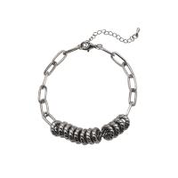 Stainless Steel Charm Bracelet, Zinc Alloy, with 314 Stainless Steel, with 1.96inch extender chain, Donut, plated, fashion jewelry & Unisex Approx 7.8 Inch 