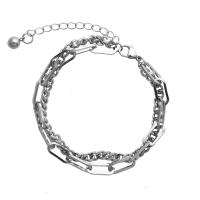 Edelstahl Armbänder, 314 Edelstahl, mit Verlängerungskettchen von 1.96inch, Doppelschicht & Modeschmuck & unisex, originale Farbe, Länge:ca. 6.7 ZollInch, verkauft von PC