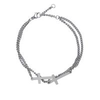 Stainless Steel Charm Bracelet, 314 Stainless Steel, with 1.96inch extender chain, Cross, Double Layer & fashion jewelry & Unisex, original color, 25mm Approx 5.9 Inch 