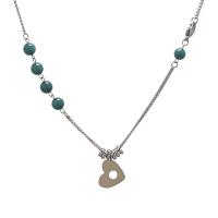 Stainless Steel Jewelry Necklace, 314 Stainless Steel, with Glass Beads, Heart, fashion jewelry & for woman & hollow, original color Approx 18.5 Inch 