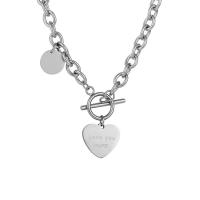 Stainless Steel Jewelry Necklace, 314 Stainless Steel, Heart, fashion jewelry & with letter pattern & for woman, original color Approx 18.1 Inch 