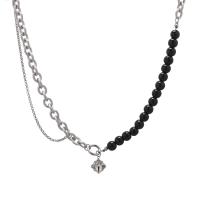Stainless Steel Jewelry Necklace, 314 Stainless Steel, with Glass Beads & Crystal & Zinc Alloy, with 1.96inch extender chain, Geometrical Pattern, fashion jewelry & for woman Approx 19.6 Inch 