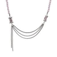 Edelstahl Schmuck Halskette, 314 Edelstahl, mit Kunststoff Perlen, mit Verlängerungskettchen von 1.96inch, Modeschmuck & für Frau & mit Strass, Länge:ca. 16.5 ZollInch, verkauft von PC