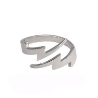 314 Stainless Steel Cuff Finger Ring, Lightning Symbol, Unisex US Ring 