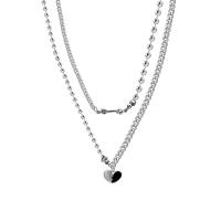 Stainless Steel Jewelry Necklace, 314 Stainless Steel, with 1.96inch extender chain, Heart, Double Layer & ball chain & for woman Approx 16.5 Inch, Approx  21.2 Inch 