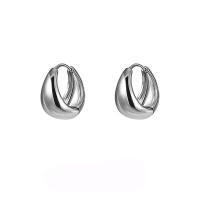 Zinc Alloy Huggie Hoop Earring, silver color plated, for woman & hollow, 17mm 