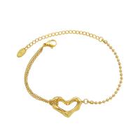 Titanium Steel Bracelet & Bangle, with 1.97inch extender chain, Heart, plated, fashion jewelry & for woman Approx 5.91 Inch 