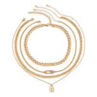 Fashion Multi Layer Necklace, Zinc Alloy, with iron chain, with 2.7inch extender chain, plated, 4 pieces & fashion jewelry & for woman & with rhinestone Approx 13.8 Inch 