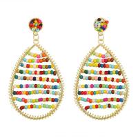 Glass Seed Beads Earring, Zinc Alloy, with Seedbead, fashion jewelry & for woman, golden, 60mm 