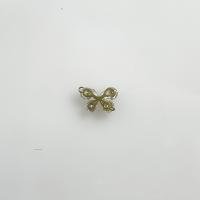 Cubic Zirconia Brass Connector, Butterfly, plated, micro pave cubic zirconia, golden 