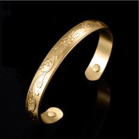 Brass Cuff Bangle, with Magnet, plated, for woman, golden 