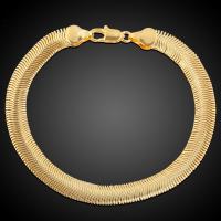 Brass Bracelets, brass lobster clasp, plated, Unisex, golden, 8mm cm 