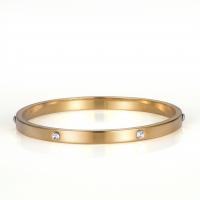Brass Bangle, plated, for woman & with rhinestone, golden, 5.8mm .5 cm 