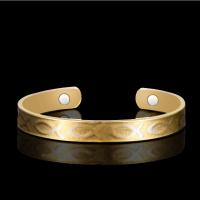 Brass Cuff Bangle, with Magnet, plated, for woman, golden, 8mm cm 