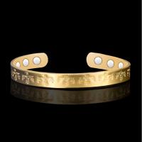 Brass Cuff Bangle, with Magnet, plated, for woman, golden, 8mm cm 