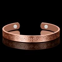 Brass Cuff Bangle, with Magnet, plated, for woman, rose gold color, 7.8mm cm 