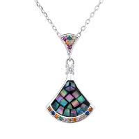Abalone Shell Necklace, 925 Sterling Silver, with Abalone Shell, for woman & with rhinestone, mixed colors, 5-40mm Approx 45 cm 