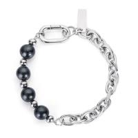 Titanium Steel Bracelet & Bangle, with Freshwater Pearl, Unisex 