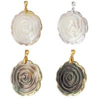 Brass Shell Pendants, with Shell, Flower, gold color plated, fashion jewelry & DIY 35-39mm*35-39mm Approx 4mm 