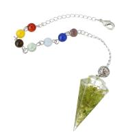 Brass Pendulum, with Peridot Stone, fashion jewelry & for woman, multi-colored .5 Inch 