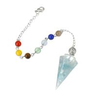 Brass Pendulum, with Aquamarine, fashion jewelry & for woman, multi-colored .5 Inch 