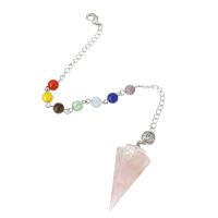 Brass Pendulum, with Rose Quartz, fashion jewelry & for woman, multi-colored .5 Inch 