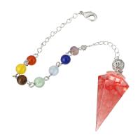 Brass Pendulum, with Cherry Quartz, fashion jewelry & for woman, multi-colored .5 Inch 