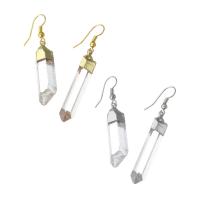 Boucle d'oreille quartz, laiton, avec quartz clair, bijoux de mode & pour femme, plus de couleurs à choisir, 8-9*48-54*6mm, Vendu par paire