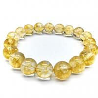 perles de citrine bracelet, Rond, unisexe & normes différentes pour le choix, Jaune cm, Vendu par brin