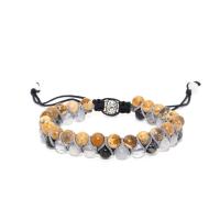 Gemstone Bracelets, Natural Stone, with Zinc Alloy, Round & Unisex 6mm Approx 7.09 Inch 