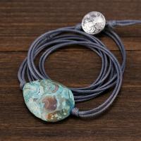 Marine Fossil Bracelet, with leather cord, Unisex, green, 20-40mm Approx 7.09 Inch 