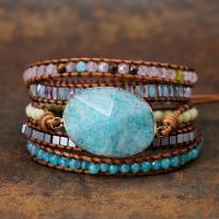 ​Amazonite​ Bracelet, with Gemstone & Brass, gold color plated, Unisex, mixed colors, 20-40mm Approx 7.09 