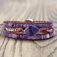Amethyst Bracelet, with Brass, silver color plated, Unisex, purple, 10-30mm Approx 7.09 Inch 