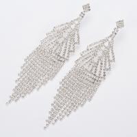 Rhinestone Brass Drop Earring, with Brass, plated, for woman 
