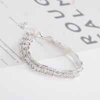 Zinc Alloy Rhinestone Bracelets, with Zinc Alloy, with 1.38Inch extender chain, plated, radiation protection & for woman 9mm Approx 6.69 Inch 