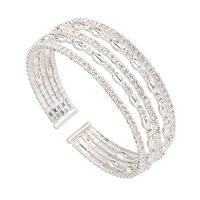 Rhinestone Cuff Bangle, with Brass, plated, for woman 20mm, Inner Approx 55mm 