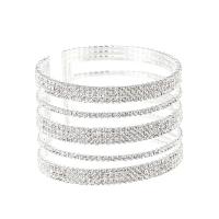 Rhinestone Cuff Bangle, with Brass, plated, for woman 43mm, Inner Approx 55mm 