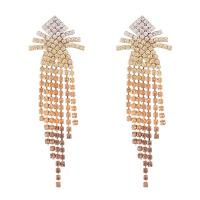 Rhinestone Drop Earring, with Brass, gold color plated, gradient color & for woman 